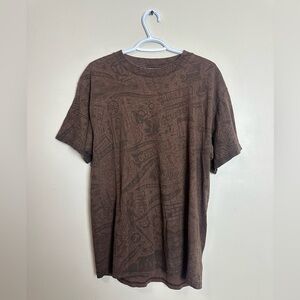 Tultex Size L Brown Graphic Short Sleeve Tee